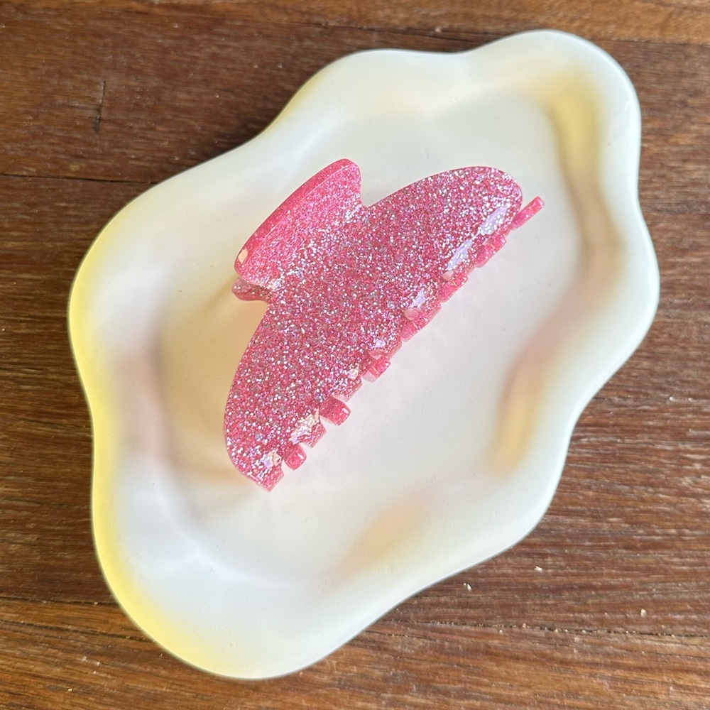 Hot Pink Glitter Hair Claw Clip Barbiecore Y2K Coquette Sparkly Aesthetic 3.5”